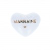 Cœur en céramique blanc et doré "Marraine"