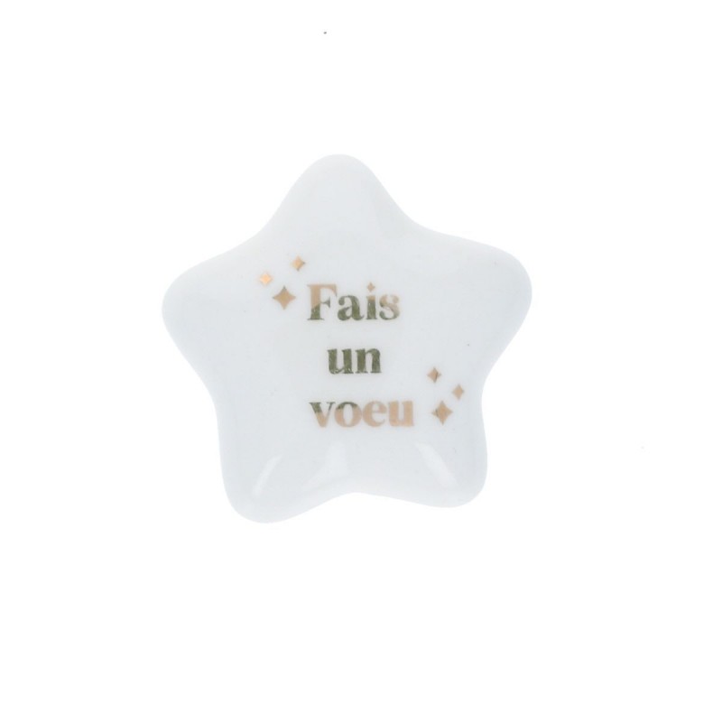 Etoile en céramique blanc et doré "Fais un voeu" Etoile en céramique blanc et doré "Fais un voeu"