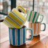 Mug en céramique rayé bleu