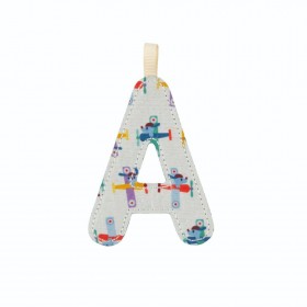 Lettre en tissu A bleu...