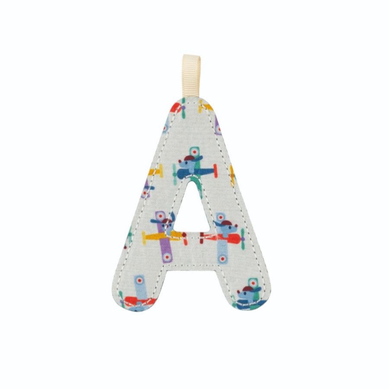 Lettre en tissu A bleu phosphorescente