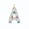 Lettre en tissu A bleu phosphorescente