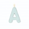 Lettre en tissu A bleu phosphorescente