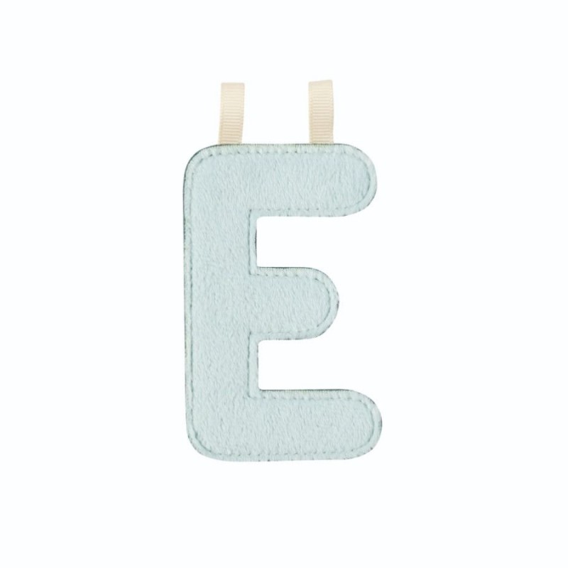 Lettre en tissu E bleu phosphorescente