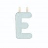 Lettre en tissu E bleu phosphorescente