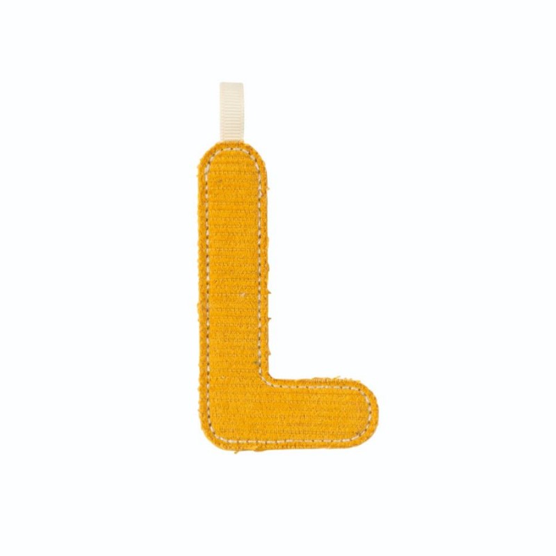 Lettre en tissu L jaune phosphorescente Lettre en tissu L jaune phosphorescente