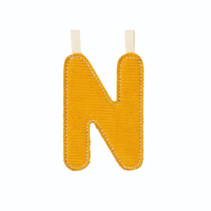 Lettre en tissu N jaune phosphorescente Lettre en tissu N jaune phosphorescente