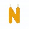 Lettre en tissu N jaune phosphorescente