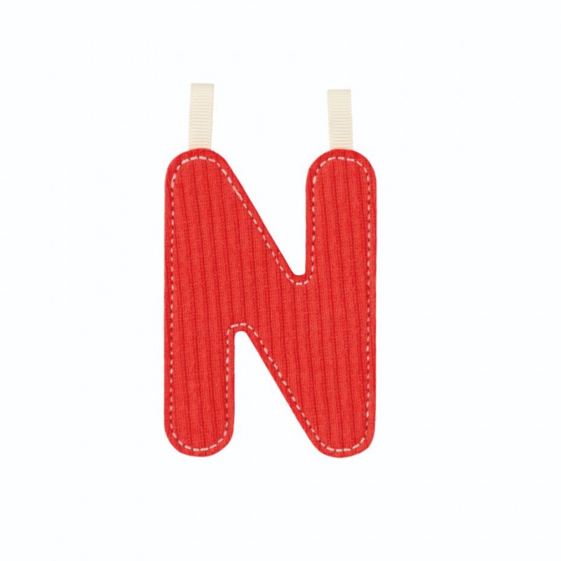 Lettre en tissu N rouge phosphorescente Lettre en tissu N rouge phosphorescente
