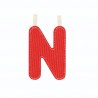 Lettre en tissu N rouge phosphorescente
