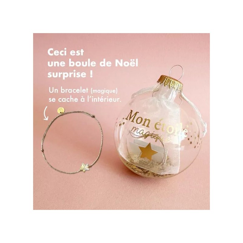 Bracelet breloque dans sa boule de Noël - Etoile cristal doré Bracelet breloque dans sa boule de Noël - Etoile cristal doré
