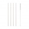 Set de 4 pailles en verre Coeur blanc - 20 cm