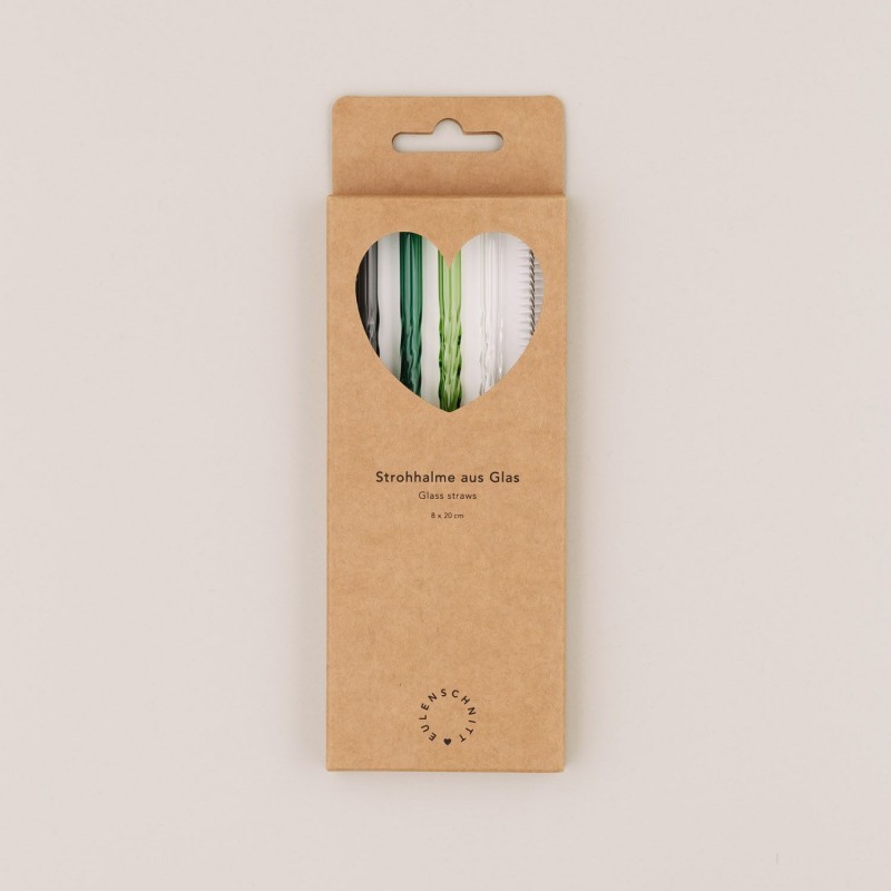 Set de 4 pailles torsadées en verre Vert - 20 cm