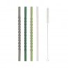 Set de 4 pailles torsadées en verre Vert - 20 cm