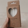 Set de 4 pailles en verre Coeur blanc - 13 cm
