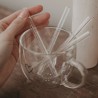 Set de 4 pailles en verre Smileys blanc - 13 cm