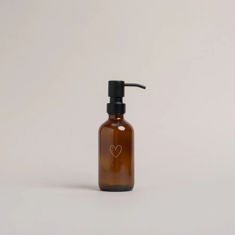 Distributeur de savon Coeur - Verre brun 250ml Distributeur de savon Coeur - Verre brun 250ml