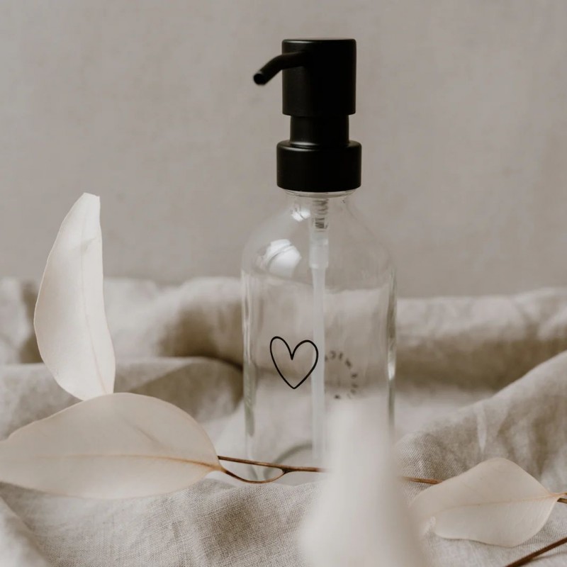Distributeur de savon Coeur - Verre transparent 250ml