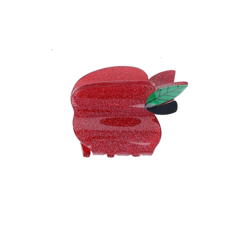 Pince à cheveux pomme rouge pailletée