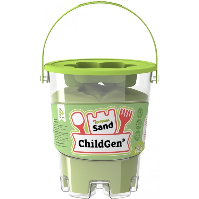 Seau de sable cinétique avec forme 500 gr - Vert Seau de sable cinétique avec forme 500 gr - Vert