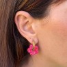 Boucles d'oreilles créoles Fleur - Mix Fuchsia