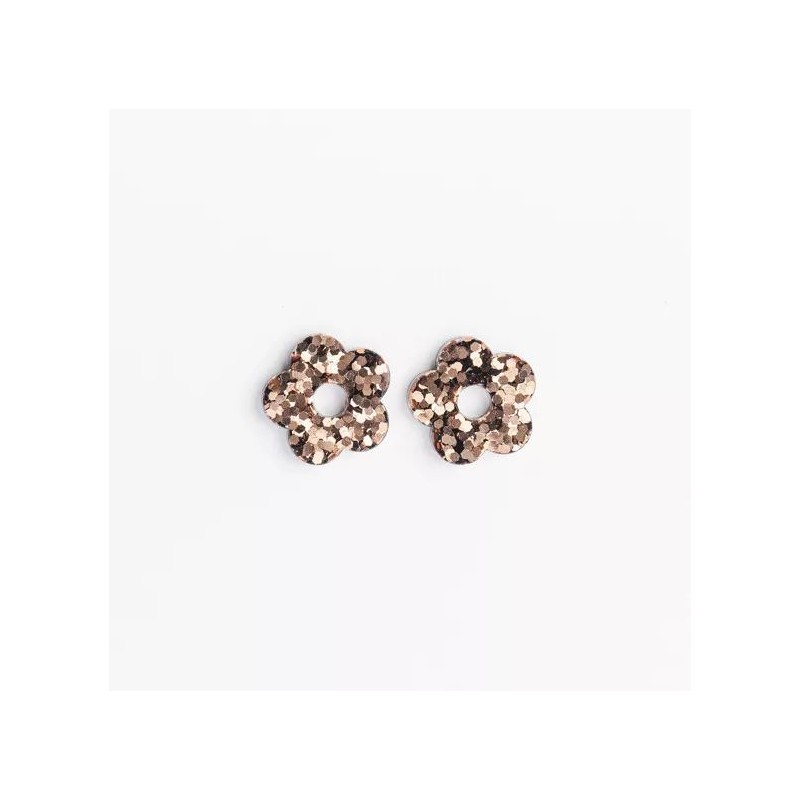 Boucles d'oreilles créoles Fleur - Bronze