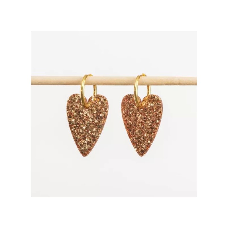 Boucles d'oreilles coeur - Champagne