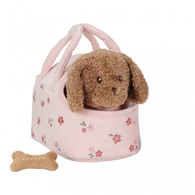Chien en peluche dans son sac