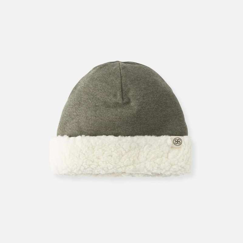 Bonnet réversible en Teddy - Forest green 6-12 mois