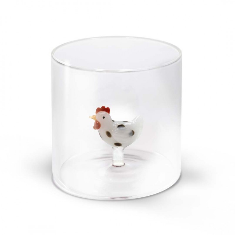 Verre à eau - Poule blanche