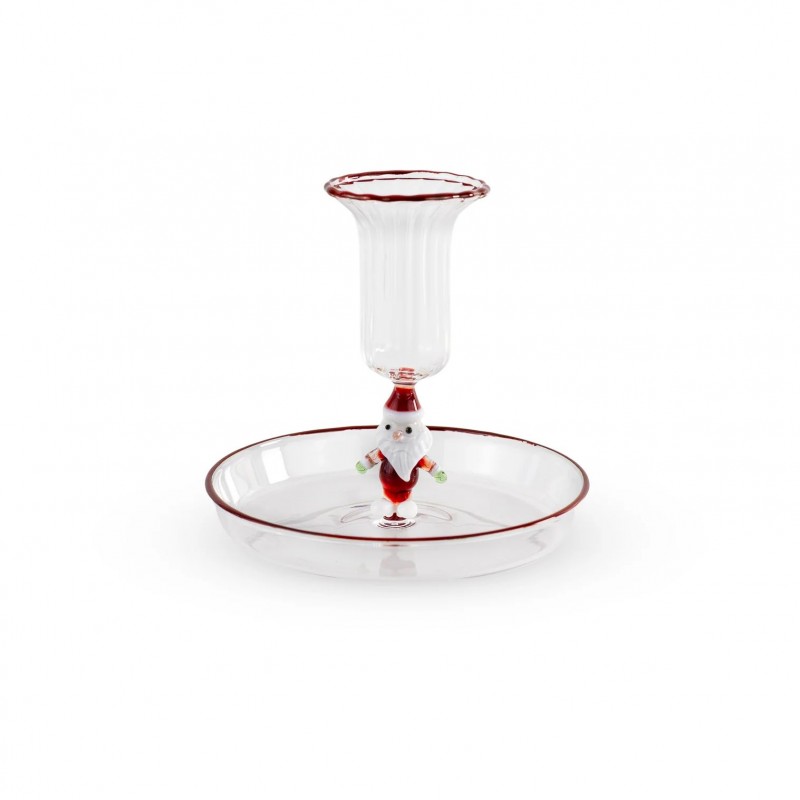 Bougeoir en verre - Père Noël