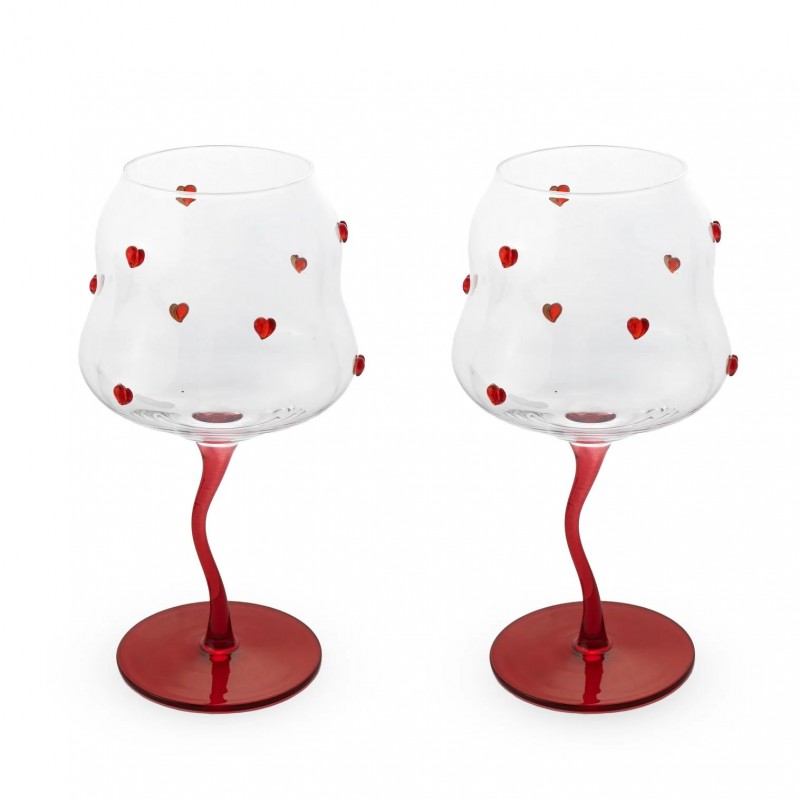 Set de 2 verres à cocktail - Coeurs rouges