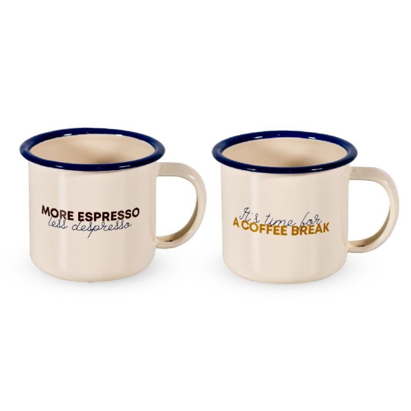 Set de 2 tasses en émail - Décors café