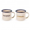 Set de 2 tasses en émail - Décors café