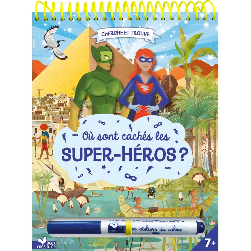 Où sont cachés les Super-héros ? - bloc avec un feutre effaçable
