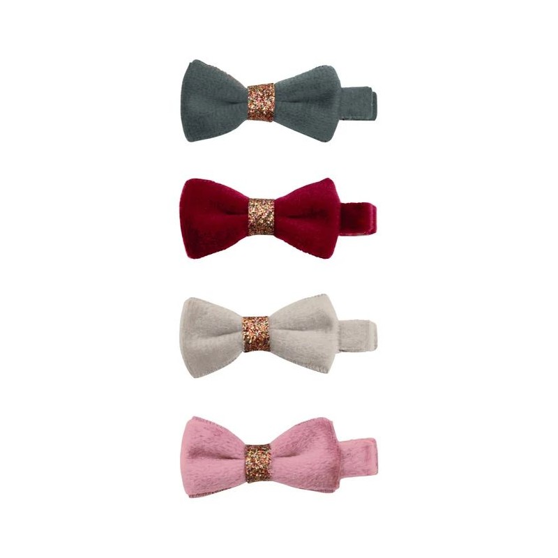 Set de 4 barrettes - Noeud velours