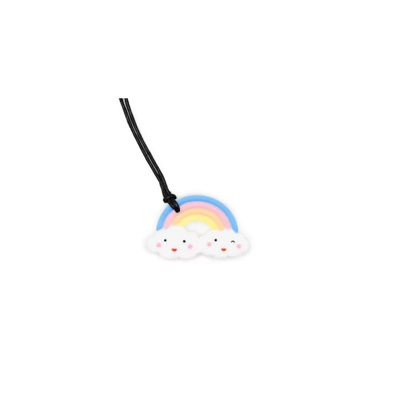 Collier avec pendentif à mâchouiller - Arc-en-ciel pastel