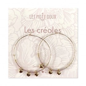 Créoles dorées - Rose coeurs