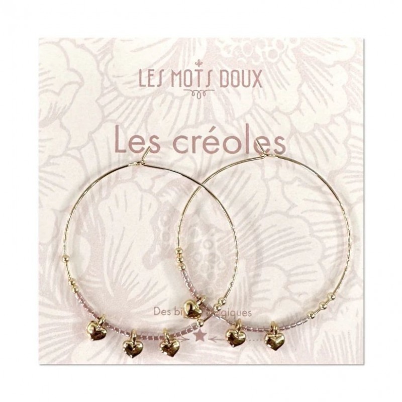 Créoles dorées - Rose coeurs