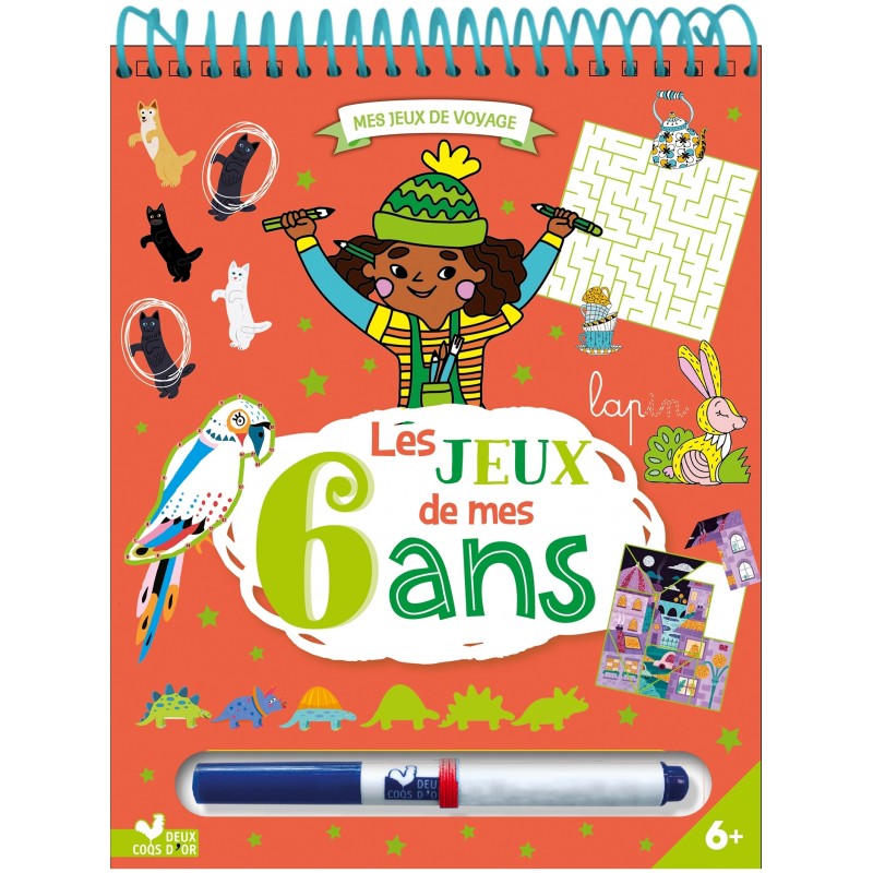 Les jeux de mes 6 ans  - bloc avec feutre effaçable