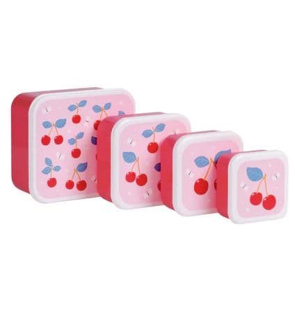 Set de 4 boîtes à tartines/goûter - Cerises