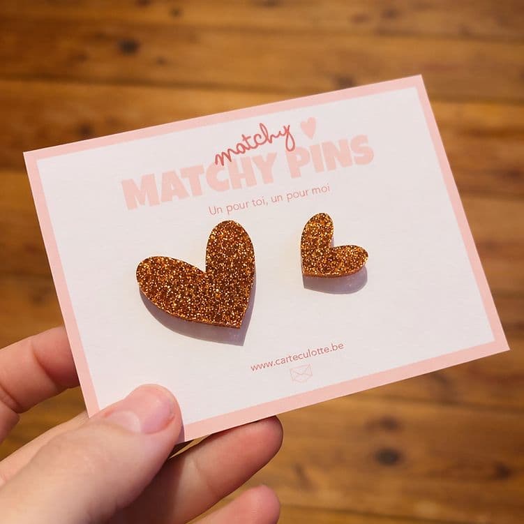 Pins Coeurs Matchy Matchy Paillettes - Terracotta
