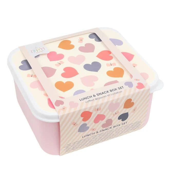 Set de 4 boîtes à tartines/goûter - Coeurs