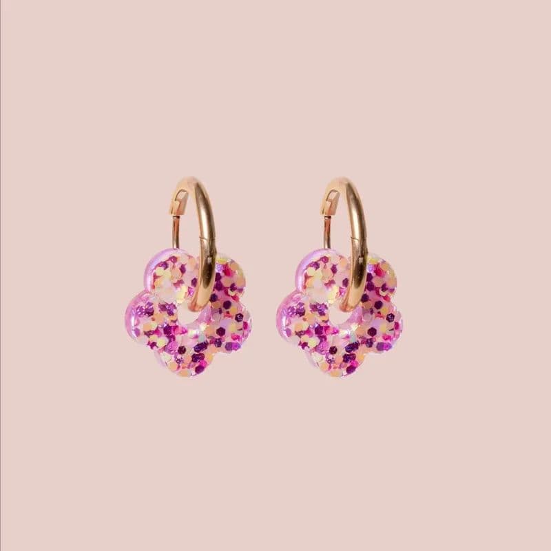 Boucles d'oreilles créoles Mini Fleur - Summer Sunset