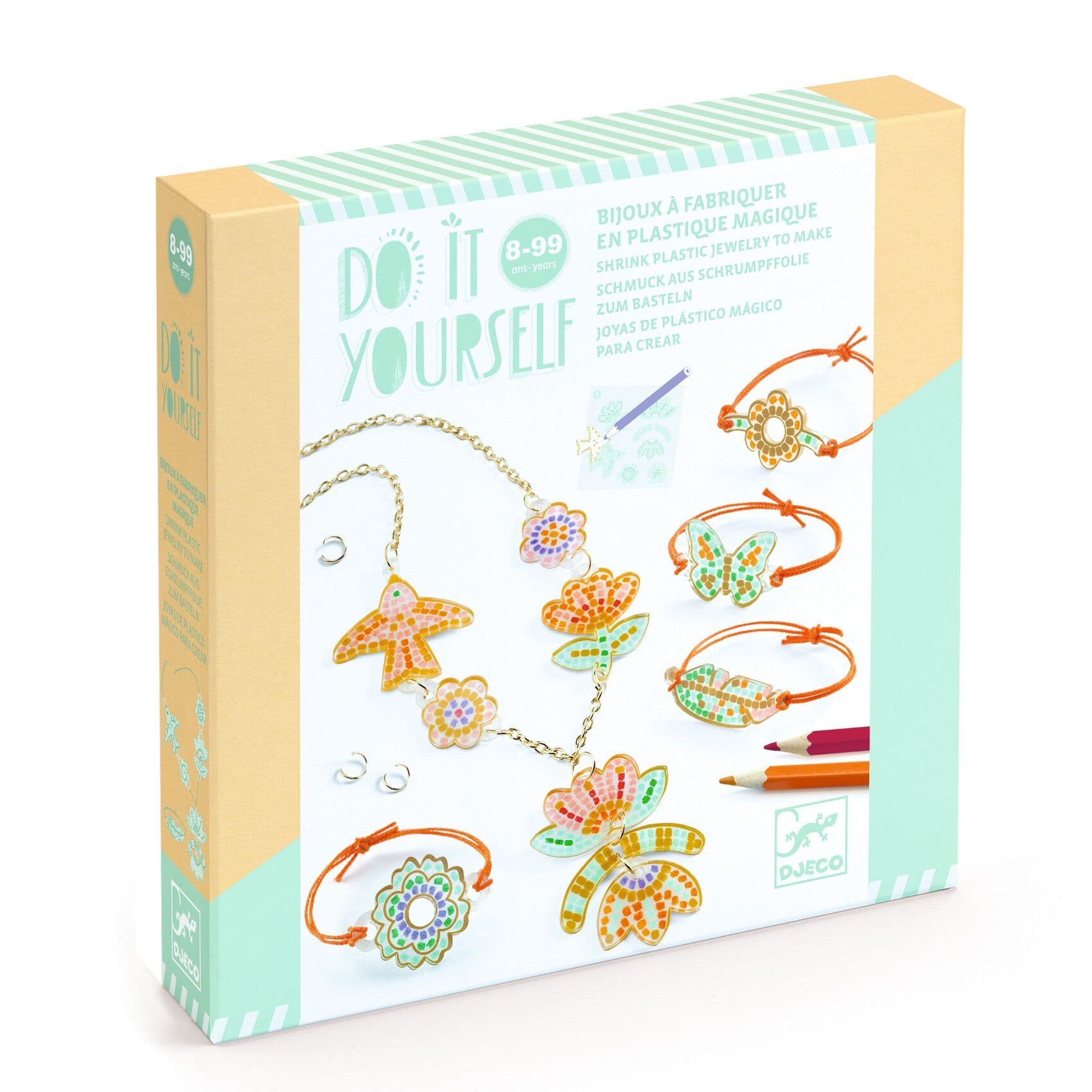 Bijoux à fabriquer en plastique magique DIY - Plume et lotus