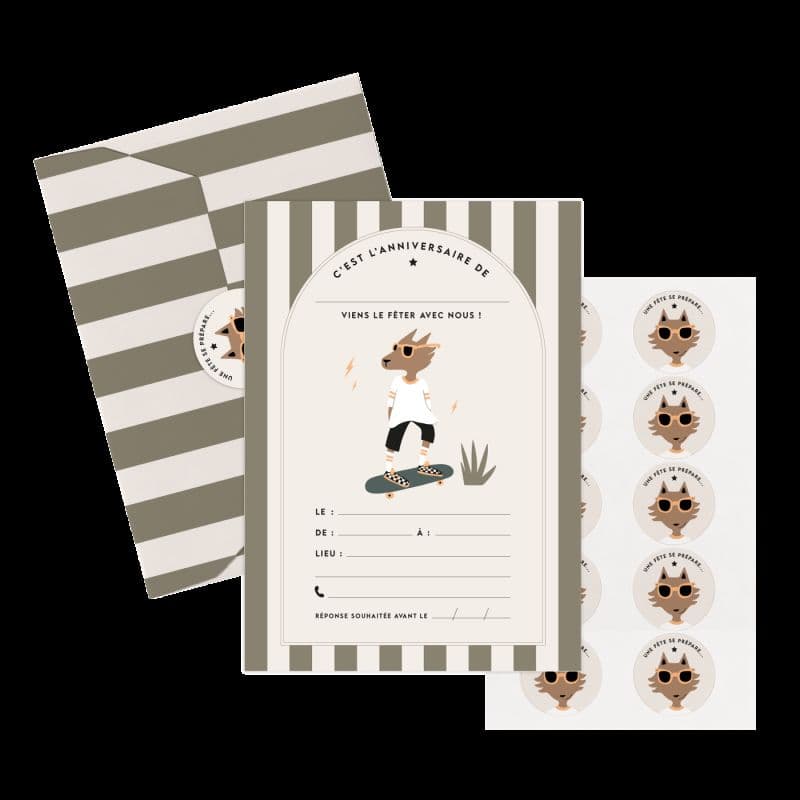 Set d'invitations d'anniversaire - Renard Max