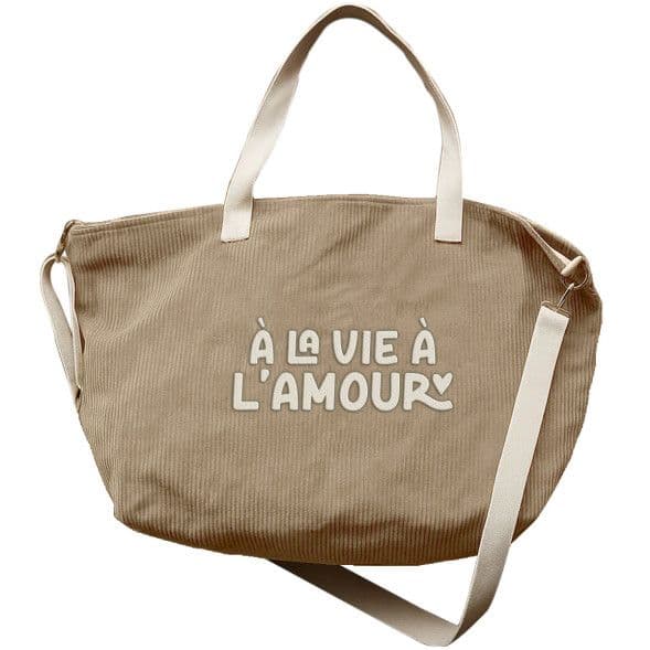 Sac XL velours beige - A la vie à l'amour