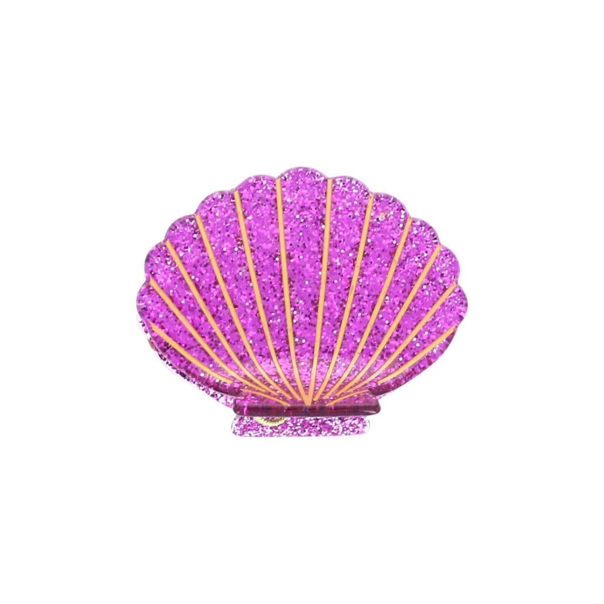Pince à cheveux coquillage violet pailleté