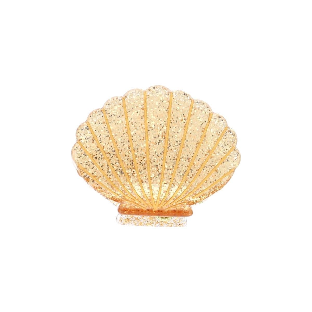 Pince à cheveux coquillage doré pailleté