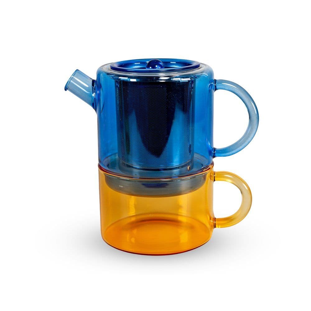 Théière "Tea for one" - Bleu et ambre
